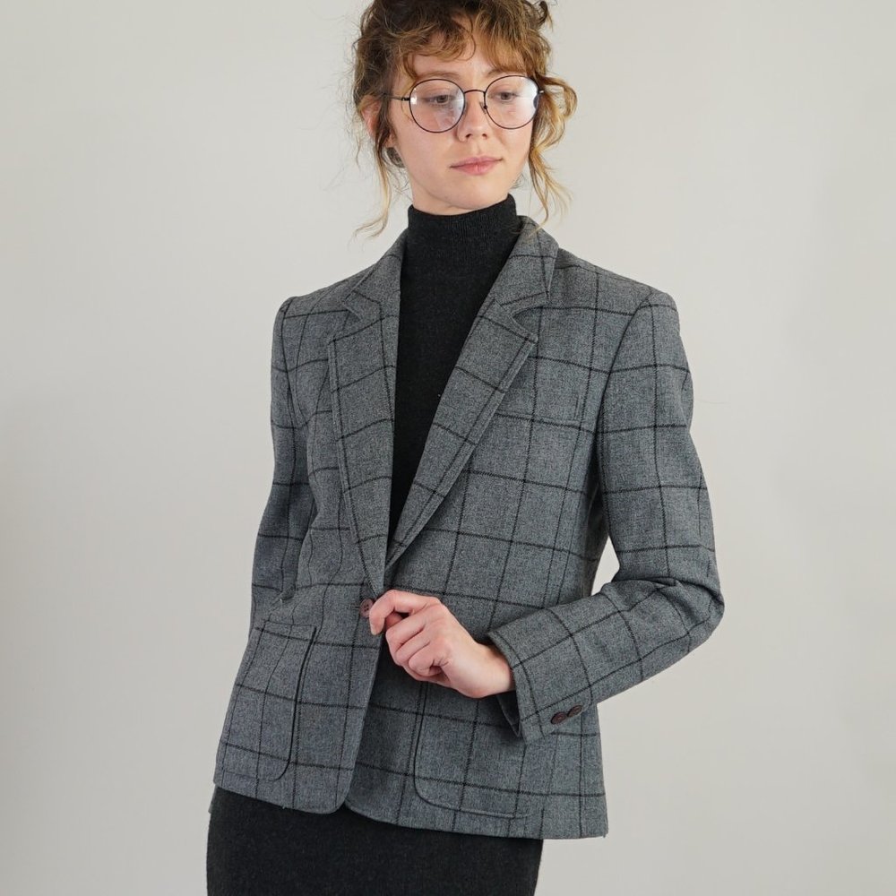 COPY - Dark Academia Vintage Pendleton Blazer in Grey